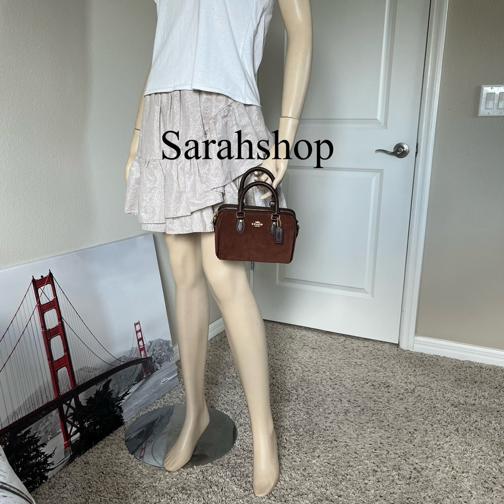 Coach Brown Suede Crossbody with Dark Brown Leather Trim and Gold Hardware - Picture 10 of 14